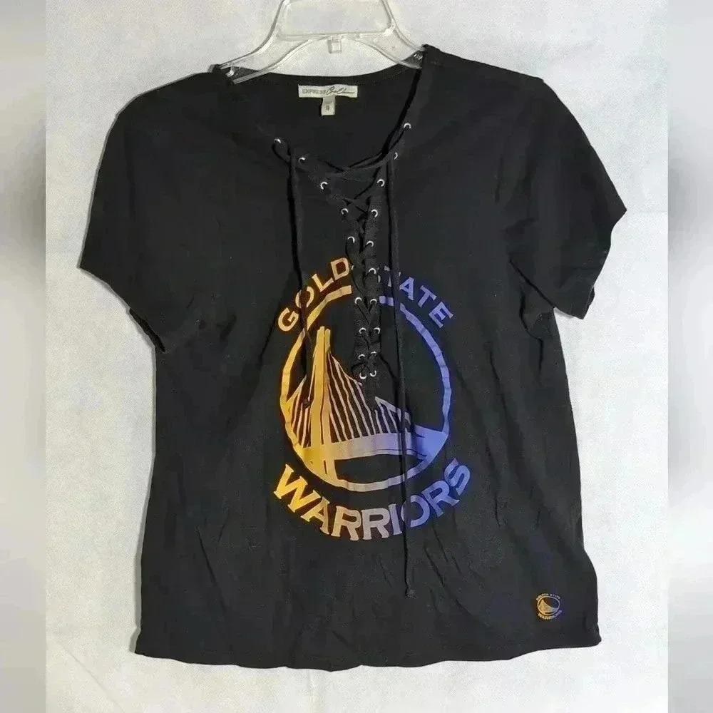Express One 11 Golden State Warriors lace up ladies shirt Sz M
